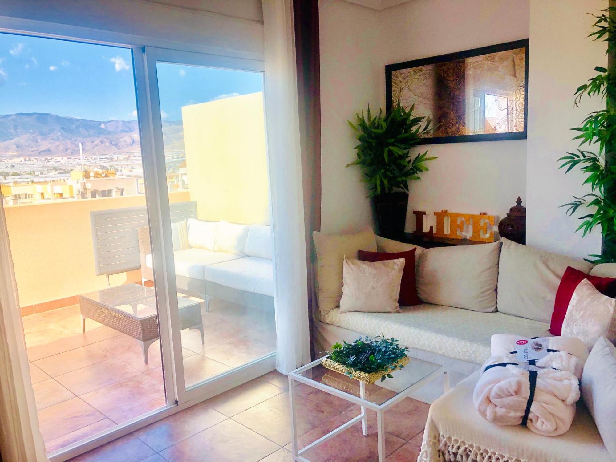 Atico Deluxe Entre Centro Y Playa Salinas Con Terraza, Wifi, Piscina Climatizada, Gym, Sauna Y Garaje -Smart Tv Roquetas de Mar Luaran gambar